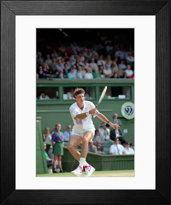 Framed Print : Wimbledon Tennis. Mens Semi Final. Boris Becker v. David Wheaton Framed Print : Wimbledon Tennis. Mens Semi Final. Boris Becker v. David Wheaton