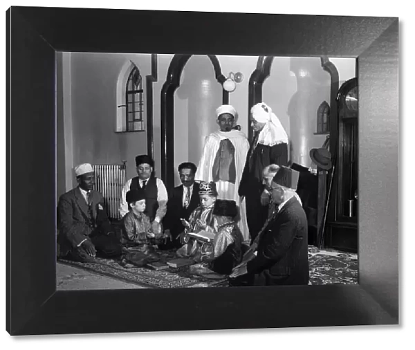 Abdullah Satar at an Arab Ceremony in a Cardiff Mosque before leaving on a pilgrimage to