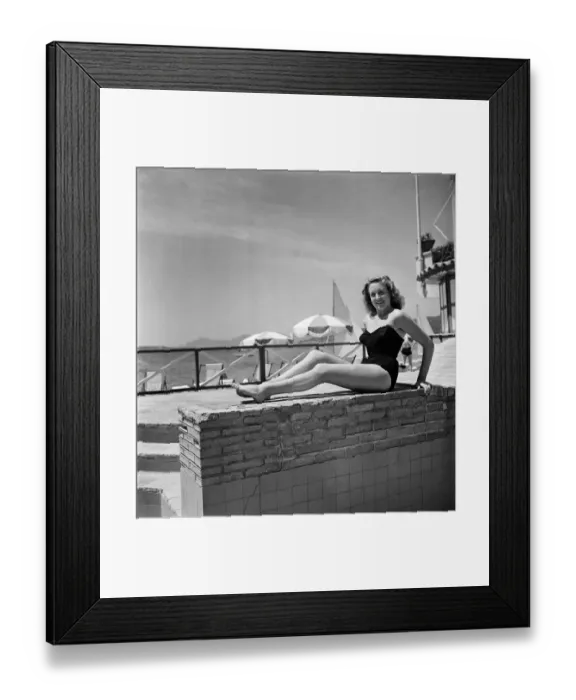 Framed Print : South of France. Bessie Wery at Juan-le-Pins. July 1950 O25247