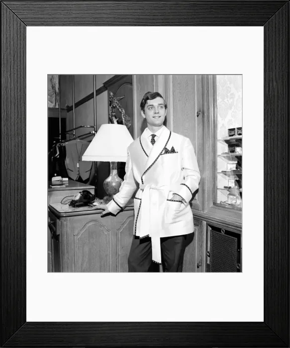 Framed Print : Men modelling the latest 1963 menswear designs in a Paris boutique. April 1963