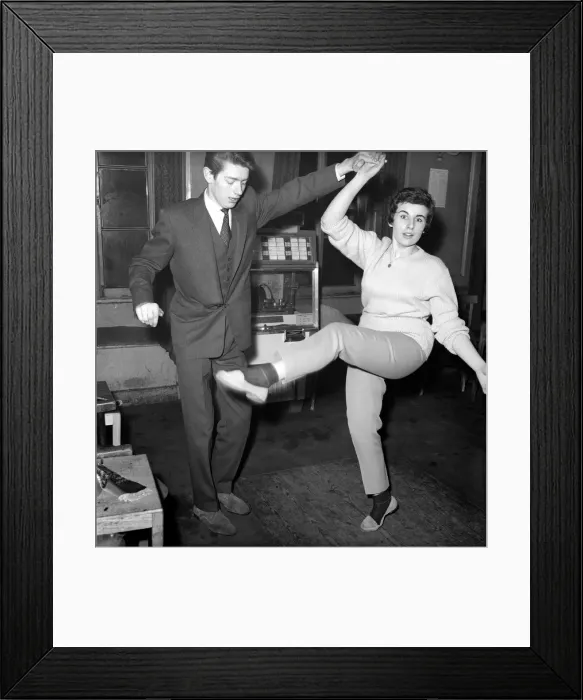Framed Print : Couple dancing to music from juke box. 1960 Framed Print : Couple dancing to music from juke box. 1960