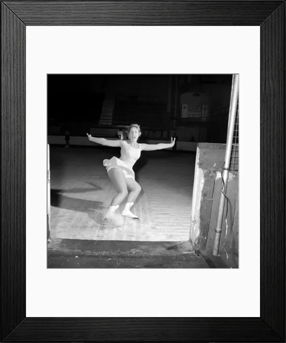 Framed Print : Sport: Figure Skating: Jennifer Nicks ice skater seen here practising in Brighton. 1958