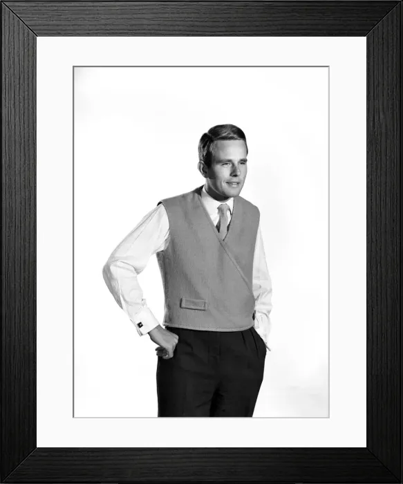 Framed Print : Model Robert Chettle wearing reversable waistcoat. 1960 Framed Print : Model Robert Chettle wearing reversable waistcoat. 1960