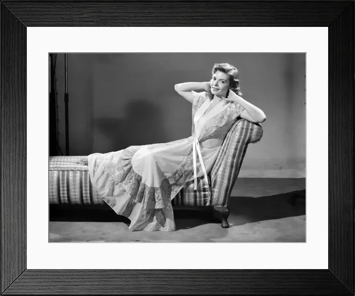 Framed Print : Model wearing night dress. 1953 Framed Print : Model wearing night dress. 1953