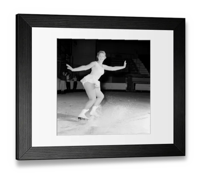 Framed Print : Sport: Figure Skating: Jennifer Nicks ice skater seen here practising in Brighton. 1958