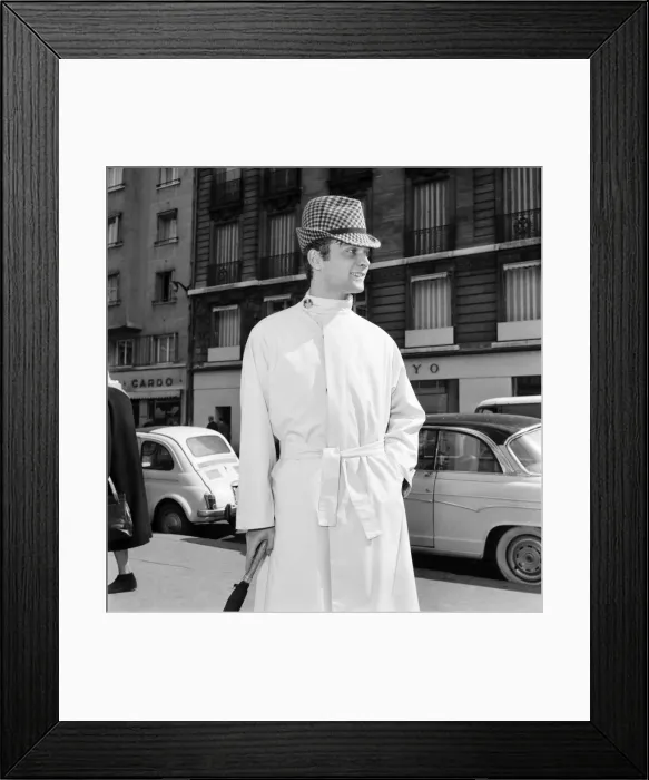 Framed Print : Men modelling the latest 1963 menswear designs in the streets of Paris. April 1963 Framed Print : Men modelling the latest 1963 menswear designs in the streets of Paris. April 1963