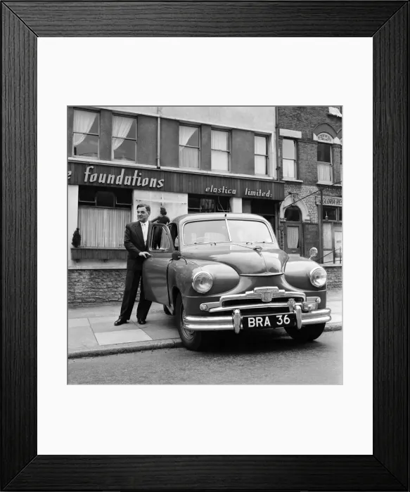 Framed Print : Standard Vanguard car with humourous registration number plate BRA 36. 1955