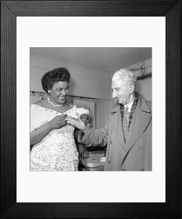 Framed Print : pianist Winifred Atwell with a fan Mr. North. January 1957 Framed Print : pianist Winifred Atwell with a fan Mr. North. January 1957