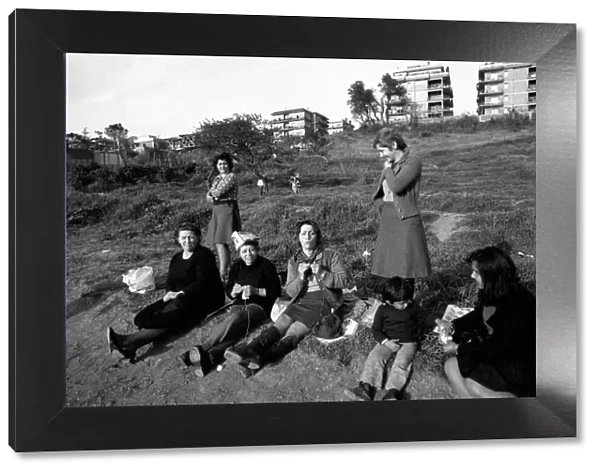 Group of women in a poor suburb on the outskirts of Rome, Italy April 1975