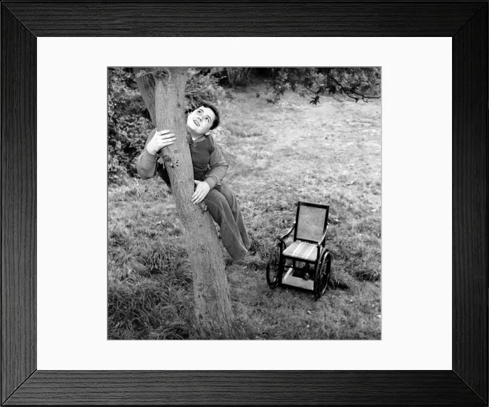 Framed Print : Disability and Youth: Tommy Hoare the legless boy scout seen here enjoying camping Framed Print : Disability and Youth: Tommy Hoare the legless boy scout seen here enjoying camping