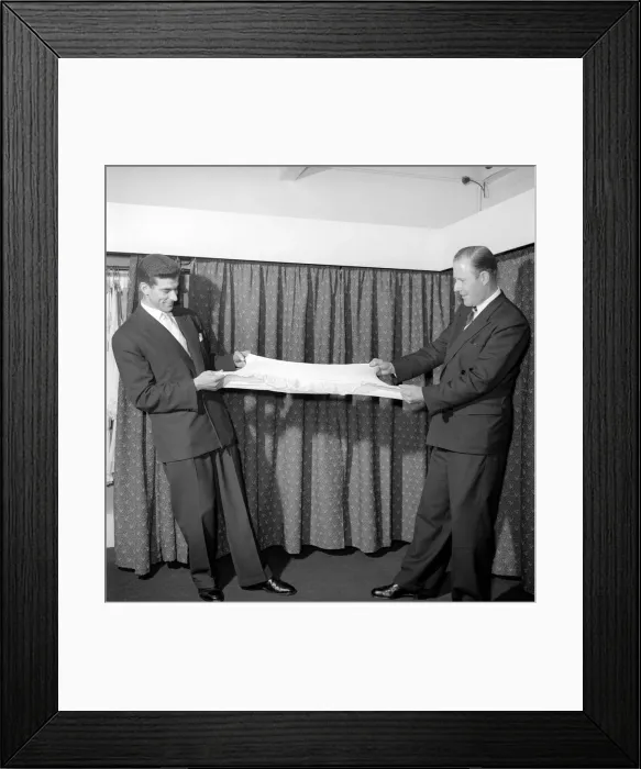 Framed Print : Keystone Knitting Mills: New man made fabrics are put to the strength test at the mill Framed Print : Keystone Knitting Mills: New man made fabrics are put to the strength test at the mill