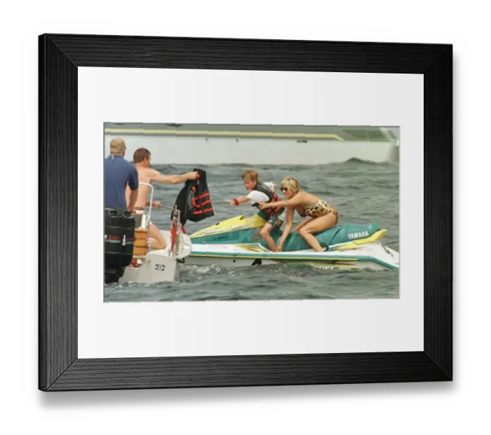 Framed Print : Diana, Princess of Wales on holiday in St Tropez in the South of France as the guest of