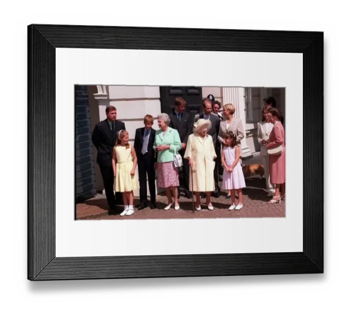 Framed Print : Queen Mother 98th Birthday Celebrations August 1998 Left to right Prince Andrew