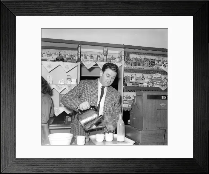 Framed Print : Roadside CafAoe. Tea is served to coach passengers during a coach trip to Manchester Framed Print : Roadside CafAoe. Tea is served to coach passengers during a coach trip to Manchester