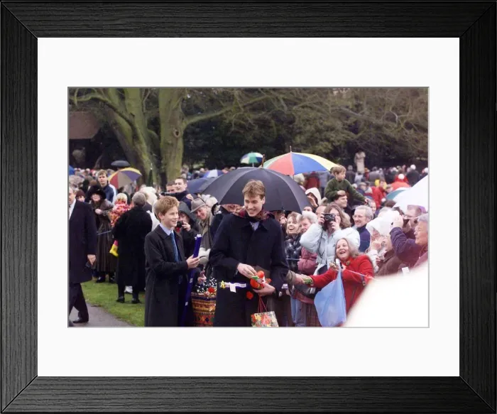Framed Print : Prince William at Sandringham December 1998 arriving with brother Prince Harry for Framed Print : Prince William at Sandringham December 1998 arriving with brother Prince Harry for