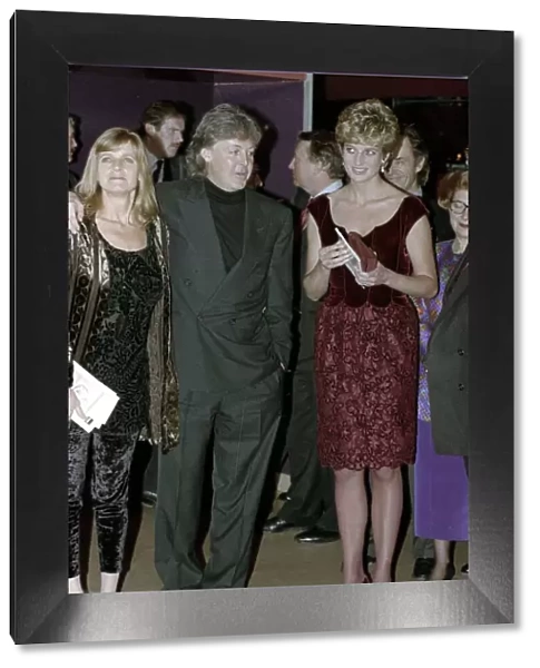 Princess Diana meeting Paul McCartney and his wife Linda after a performance of his