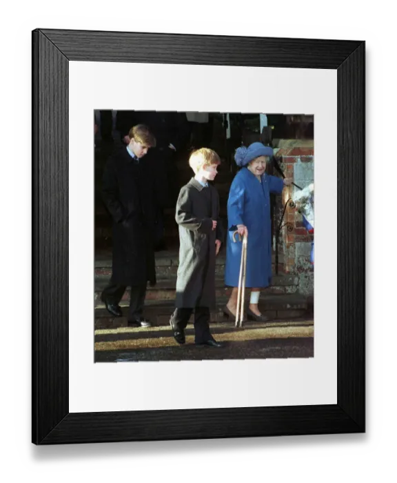 Framed Print : Queen Mother at Sandringham with William and Harry