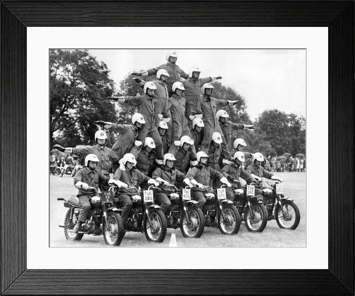 Framed Print : The Royal Corps of Signals Display team (The White Helmiets Framed Print : The Royal Corps of Signals Display team (The White Helmiets