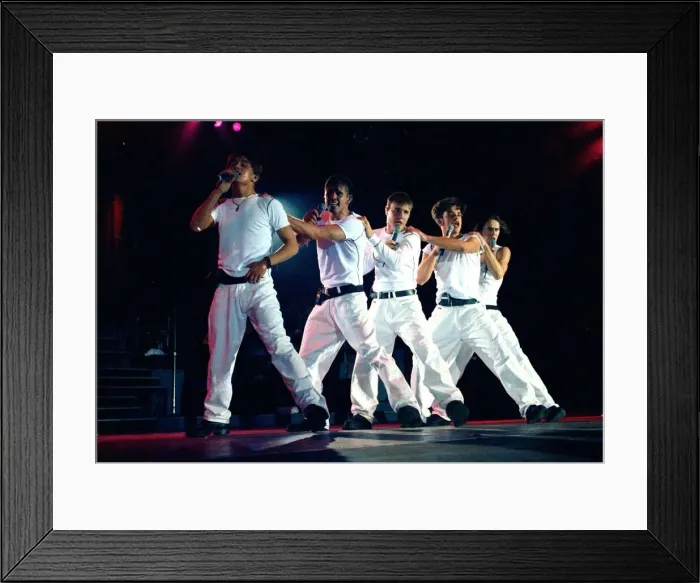 Framed Print : Take That live on stage during a concert August 1993 Framed Print : Take That live on stage during a concert August 1993