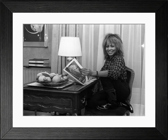 Framed Print : Singer Tina Turner on tour photographed in her hotel room in Paris
