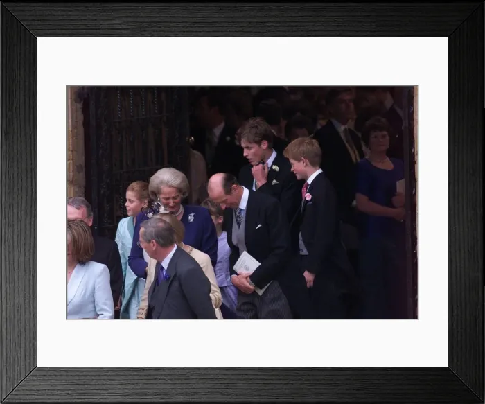 Framed Print : Prince Edward Royal Wedding 1999 Prince William and Harry amongst the guests for