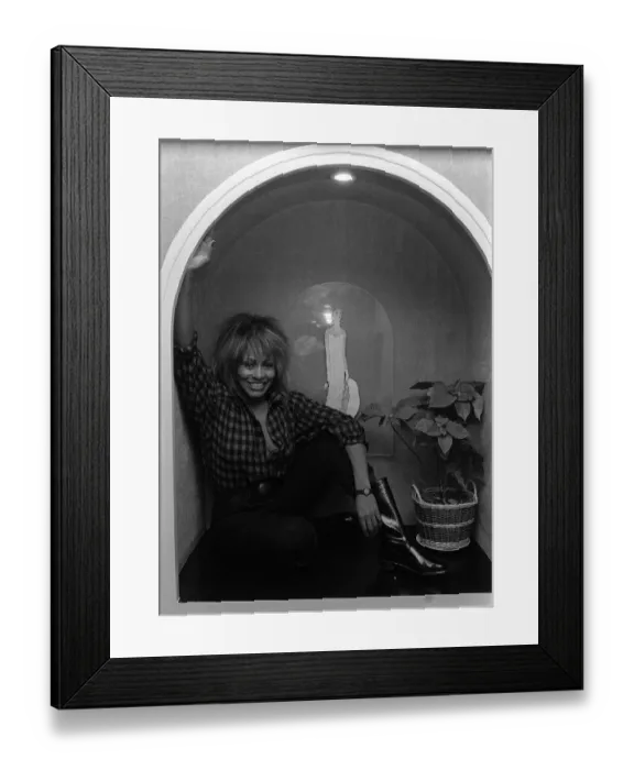 Framed Print : Singer Tina Turner on tour photographed in her hotel room in Paris