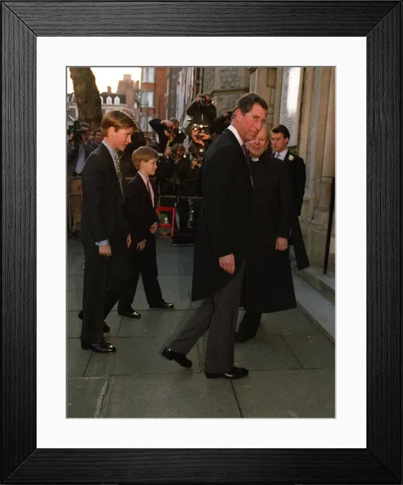 Framed Print : Prince Charles arrives at wedding of James Palmer Tomkinson with William and Harry