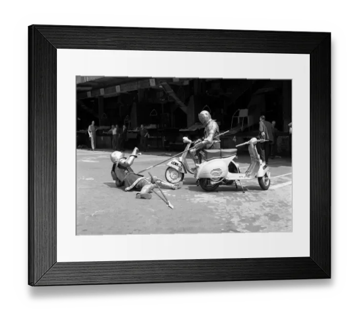 Framed Print : Knights of the road Ray Cart and Anthony Bassadome members of the Vespa club seen