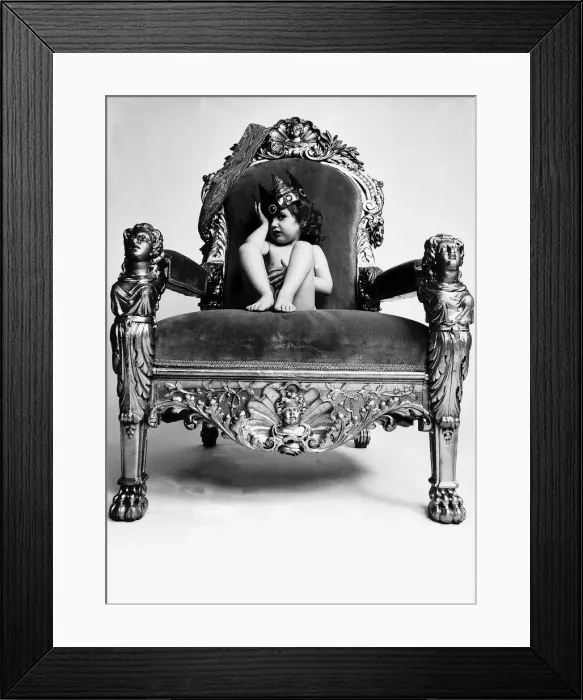 Framed Print : Mini Miss world competition 1972. Tamsina from Ilford, Essex sitting on chair