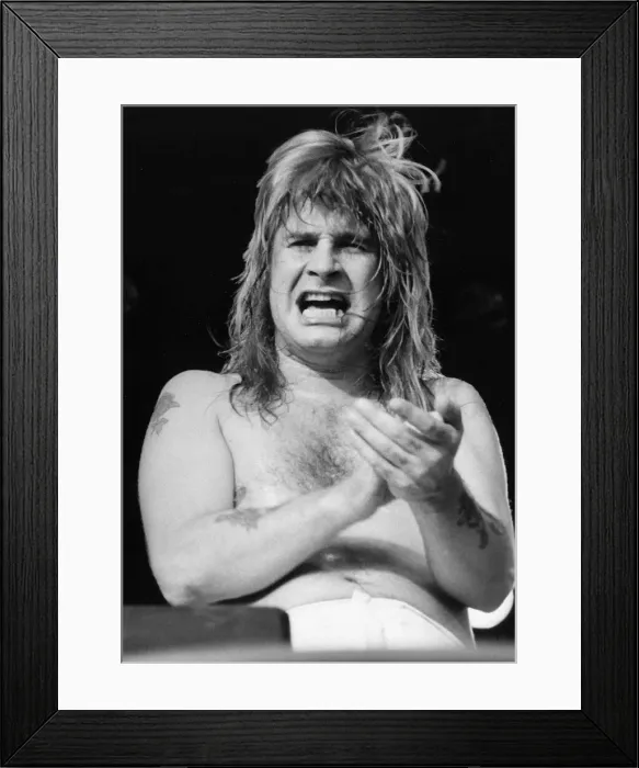 Framed Print : Ozzy Osbourne singer with Black Sabbath pop rock group in 1981