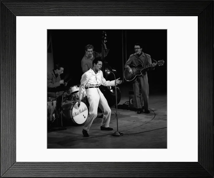 Framed Print : Lonnie Donegan performing at the Daily Mirror Festival. 4th December 1956 Framed Print : Lonnie Donegan performing at the Daily Mirror Festival. 4th December 1956