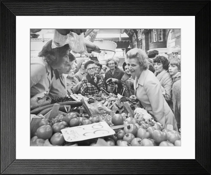 Framed Print : Margaret Thatcher visits Carlisle market