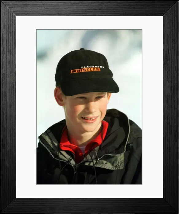 Framed Print : Prince Harry skiing in Klosters Switzerland in January 1999