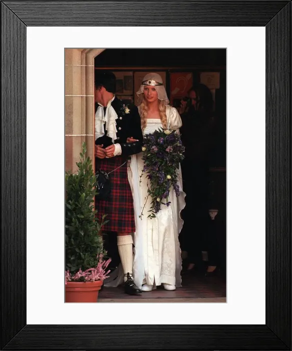 Framed Print : Wedding of Model Kirsty Hume and Donovan Leitch September 1997 at Luss Parish church Framed Print : Wedding of Model Kirsty Hume and Donovan Leitch September 1997 at Luss Parish church
