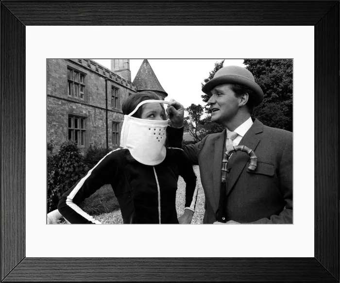 Framed Print : Diana Rigg & Patrick Macnee stars of The Avengers 1966 television series in costume Framed Print : Diana Rigg & Patrick Macnee stars of The Avengers 1966 television series in costume