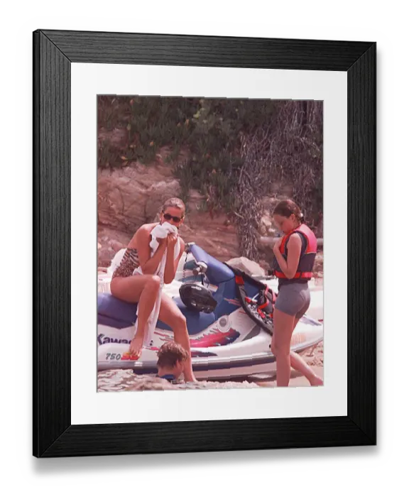 Framed Print : Diana, Princess of Wales on holiday in St Tropez in the South of France as the guest of