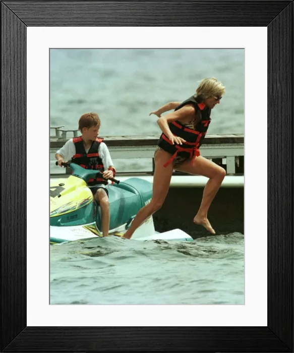 Framed Print : Diana, Princess of Wales on holiday in St Tropez in the South of France as the guest of