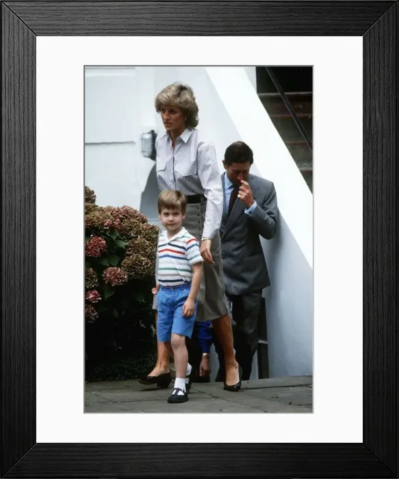 Framed Print : Prince Harry after his first day at nursery school in chepstow villas in kensington Framed Print : Prince Harry after his first day at nursery school in chepstow villas in kensington