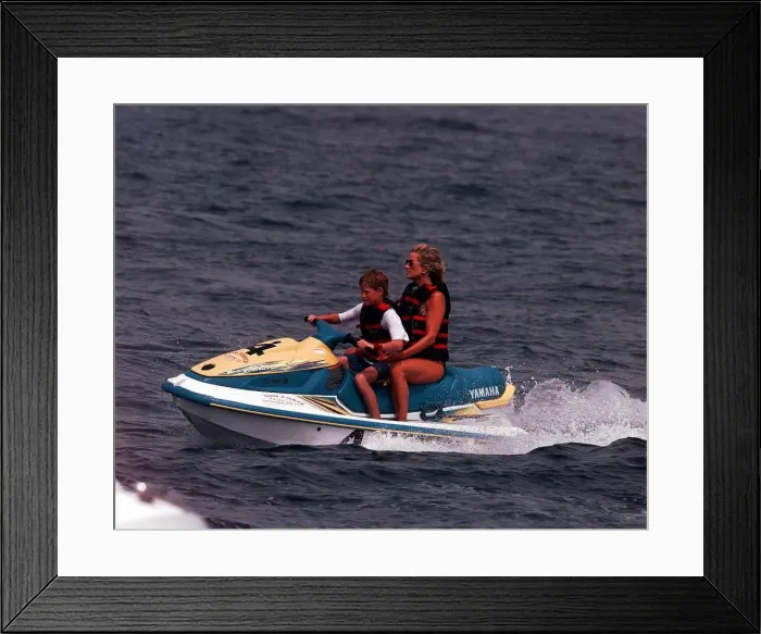 Framed Print : Diana, Princess of Wales on holiday in St Tropez in the South of France as the guest of