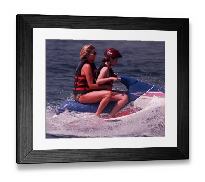 Framed Print : Diana, Princess of Wales on holiday in St Tropez in the South of France as the guest of