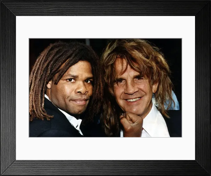 Framed Print : Kirkland Laing boxer with promotor Mickey Duff Framed Print : Kirkland Laing boxer with promotor Mickey Duff