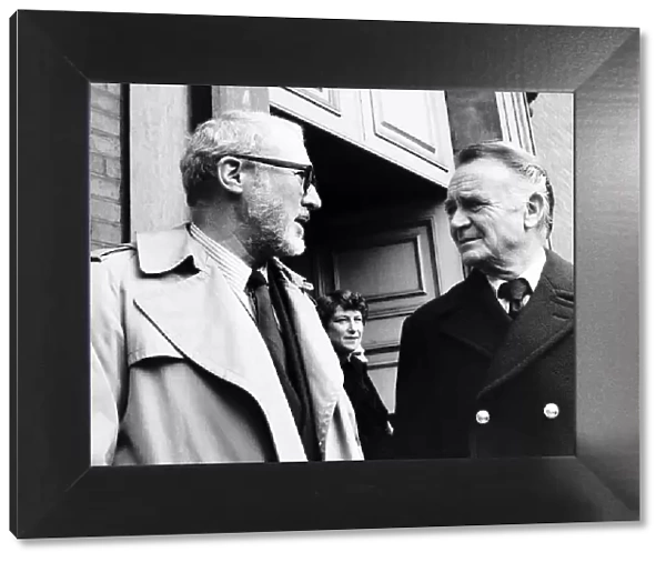 Sir John Mills and Anthony Quayle Actors after the memorial service for Peter Finch
