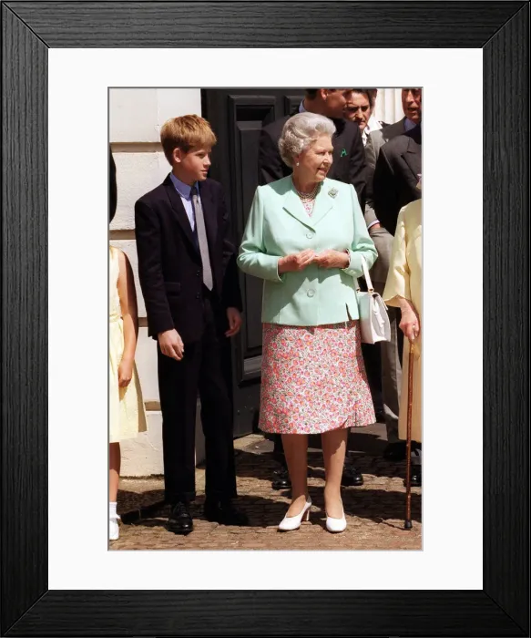 Framed Print : Prince Harry and the Queen at Clarence House August 1998 for the Queen Mother Framed Print : Prince Harry and the Queen at Clarence House August 1998 for the Queen Mother