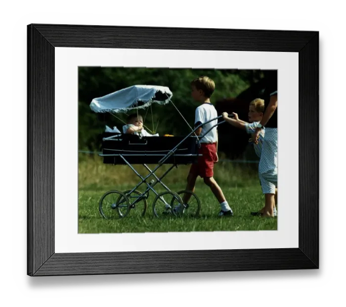 Framed Print : Prince William Collection 1989 Princess Beatrice is being pushed in pram by Framed Print : Prince William Collection 1989 Princess Beatrice is being pushed in pram by