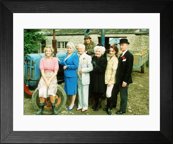 Framed Print : John Inman with fellow members of the cast of the new series Framed Print : John Inman with fellow members of the cast of the new series