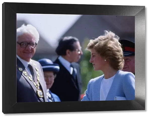 Princess Diana, Princess of Wales meeting Provost of Bo-Ness Charlie Sneddon on a visit