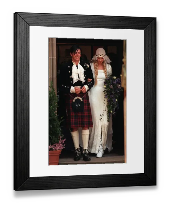 Framed Print : Wedding of Model Kirsty Hume and Donovan Leitch September 1997 at Luss Parish church