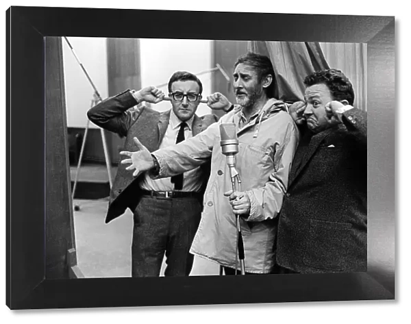 Spike Milligan March 1963 with Harry Seacombe and Peter Sellers rehersing for