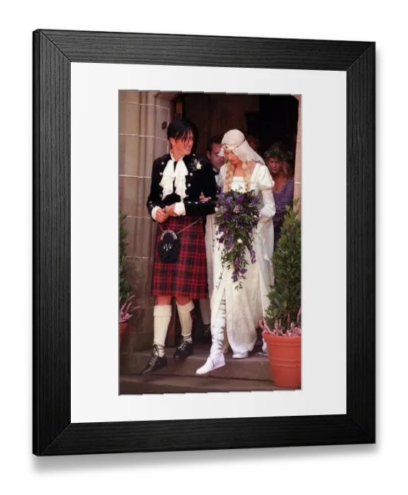 Framed Print : Wedding of Model Kirsty Hume and Donovan Leitch September 1997 at Luss Parish church Framed Print : Wedding of Model Kirsty Hume and Donovan Leitch September 1997 at Luss Parish church