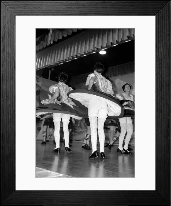 Framed Print : Members of a Bavarian band performing on stage wearing traditional Bavarian dress during Framed Print : Members of a Bavarian band performing on stage wearing traditional Bavarian dress during